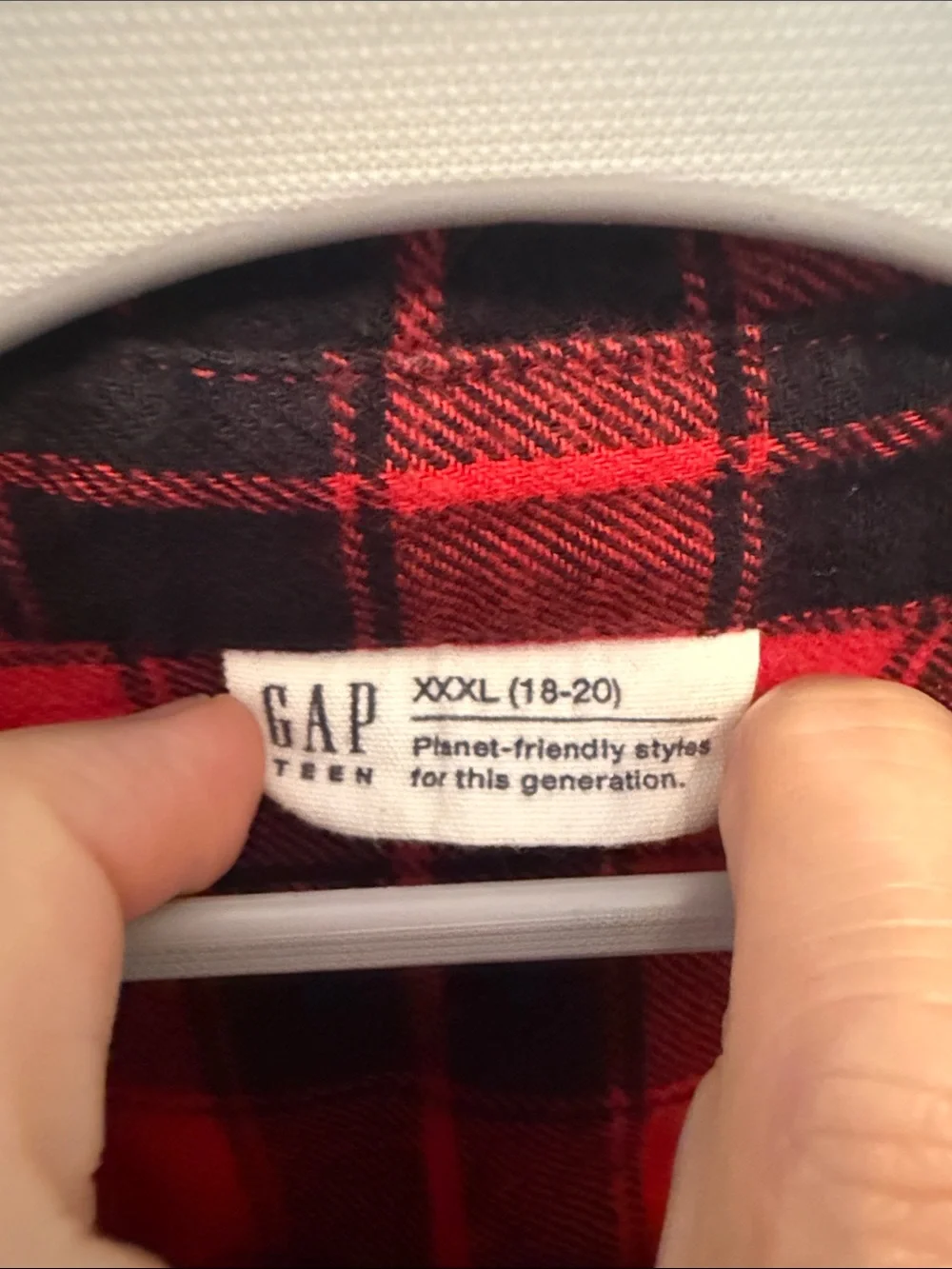 GAP teen 18-20 Red and Black Plaid Button-Down Shirt flannel
